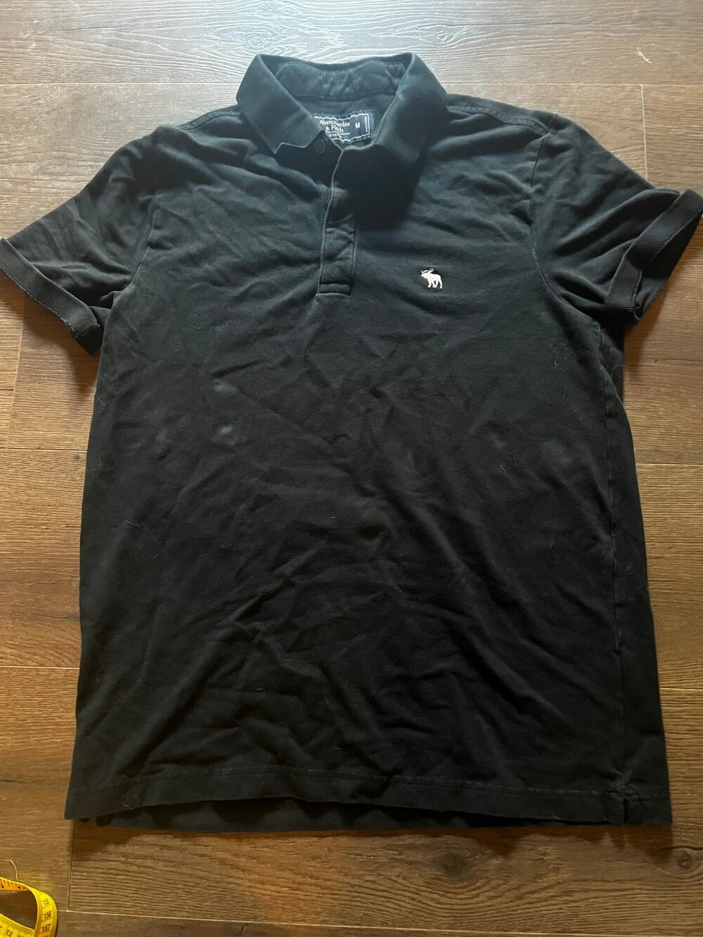 Abercrombie & Fitch Black Stretch Polo Shirt Men’s M Moose Logo Y2K